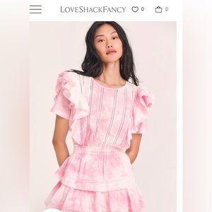 LoveshackFancy Natasha Dress XS New with Tags Pink/White SOLD OUT